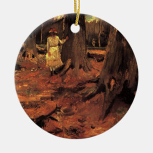 Flicka i vitt i skogen av Vincent van Gogh Julgransprydnad Keramik