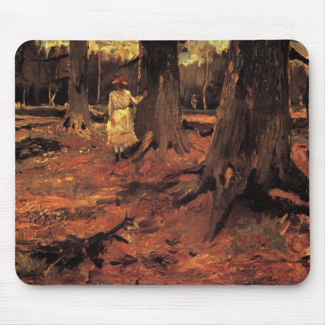 Flicka i vitt i skogen av Vincent van Gogh Musmatta (Framsidan)