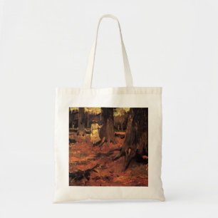 Flicka i vitt i skogen av Vincent van Gogh Tygkasse