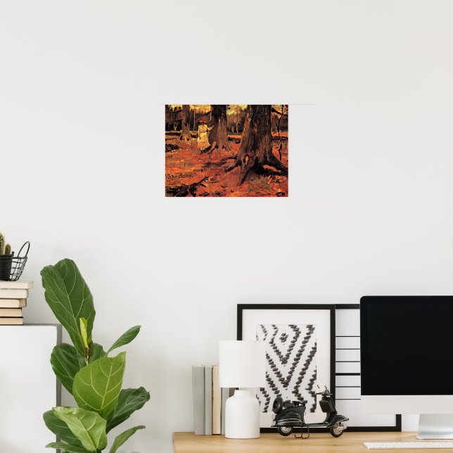 Flicka i vitt i skogen poster (Hemmakontoret)
