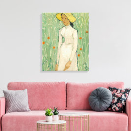 Flicka i vitt Van Gogh Canvastryck