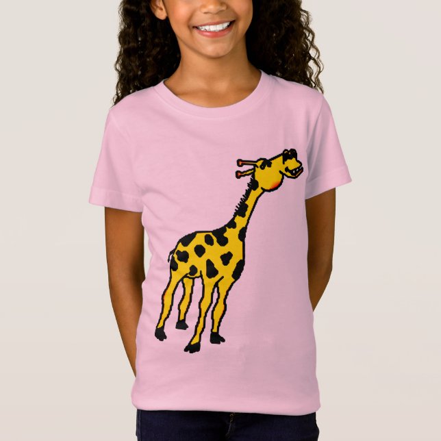 flicka inpassad T-shirt. för giraff Tee (Framsida)