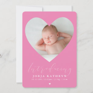 FLICKA introducerar fotosöt hjärta ram rosa Inbjudningar