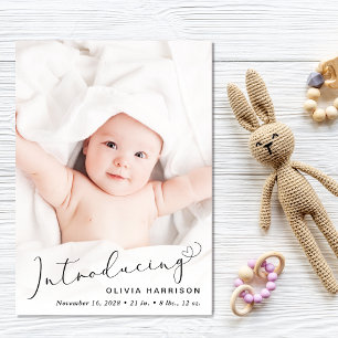 Flicka Introduktion av fotomaket Birth Meddelande