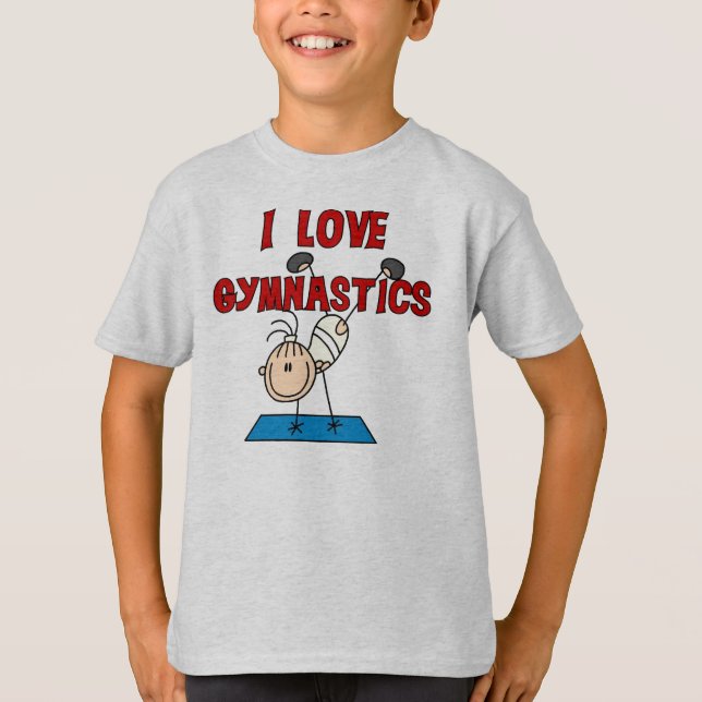 Flicka Jag älskar gymnastik Tee Shirt (Framsida)