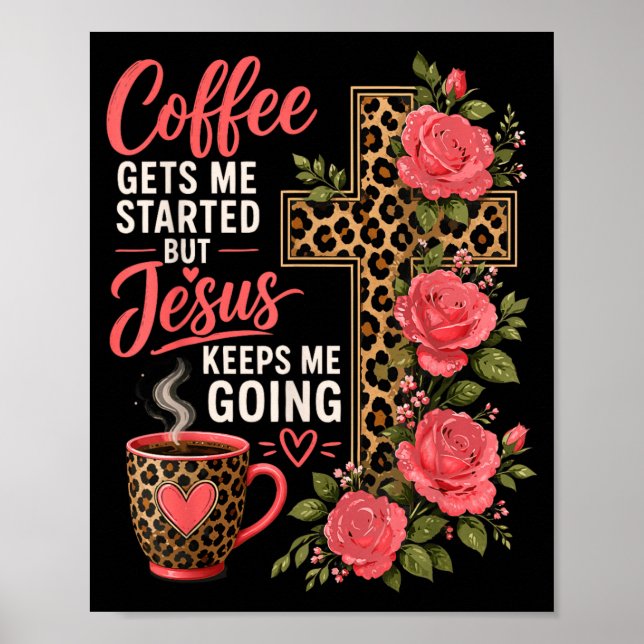 Flicka Jesus Kaffe Kvinnor Kristetrom Troende Poster (Framsidan)
