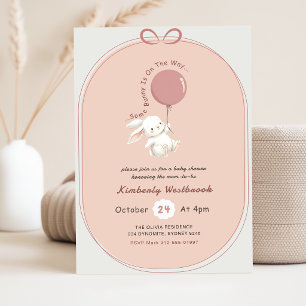 Flicka Kanin Rosa Rosett Baby Shower Inbjudningar