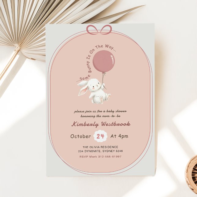 Flicka Kanin Rosa Rosett Baby Shower Inbjudningar (Skapare uppladdad)