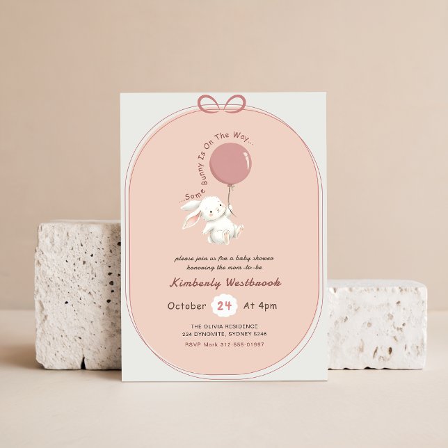 Flicka Kanin Rosa Rosett Baby Shower Inbjudningar (Skapare uppladdad)