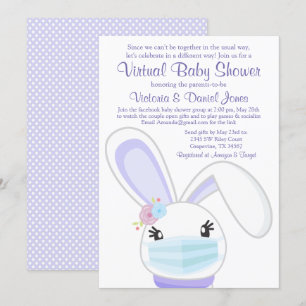 Flicka Kaninmask Mail Virtuell Baby Shower Inbjudningar