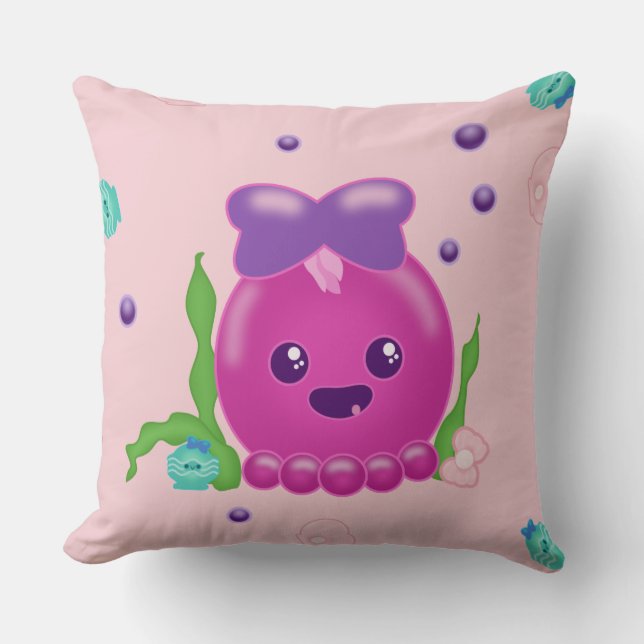 Flicka Kawaii Octopus Kudde (Framsida)