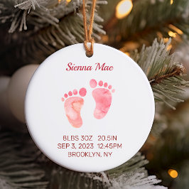 Flicka Keepsaké Newborn Stats Ornament Round