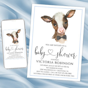 Flicka ko gård baby shower inbjudningar