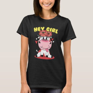 Flicka Ko Söt lantdjursdjur Nötkreatur Kvinnor T Shirt