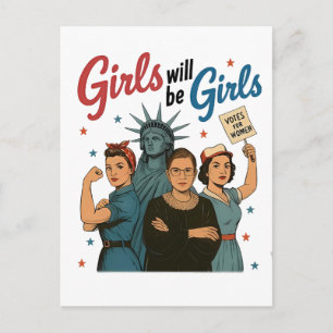 Flicka Kommer Att Vara Feminism Jämlikhet Kvinnors Helg Vykort