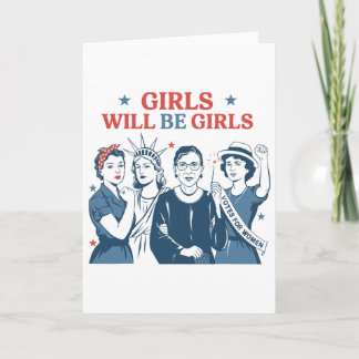 Flicka Kommer Att Vara Flickor Patriotisk Feminist Kort