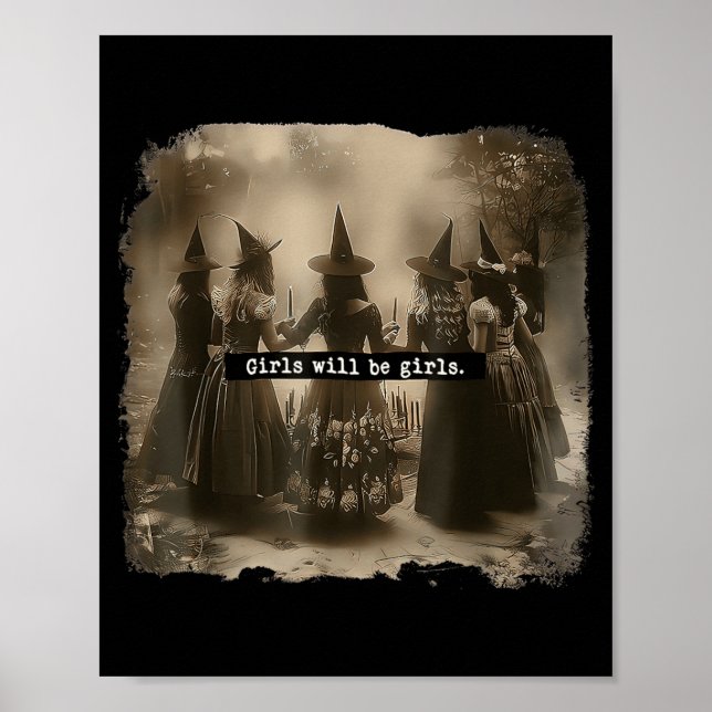 Flicka kommer att vara häxa med Halloween Poster (Framsidan)
