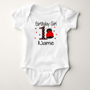 Flicka Ladybug 1st Birthday Bodydräkt - Personlig Tee Shirt