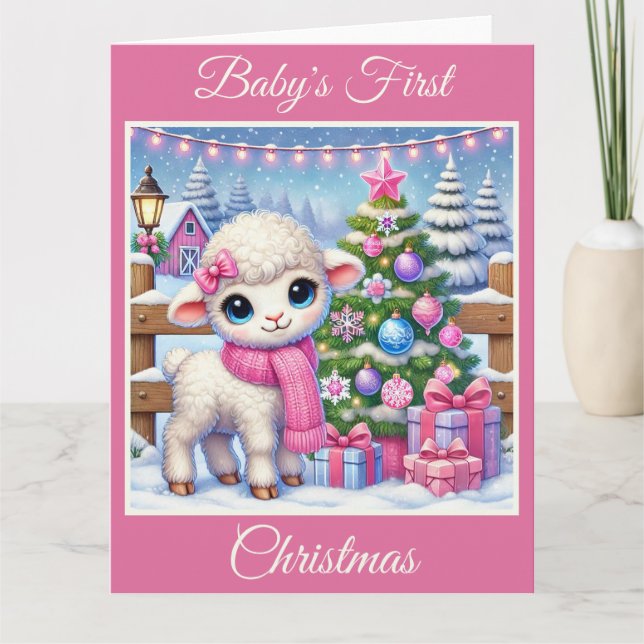 Flicka Lambs första jul Kort (Framsida)