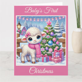 Flicka Lambs första jul Kort