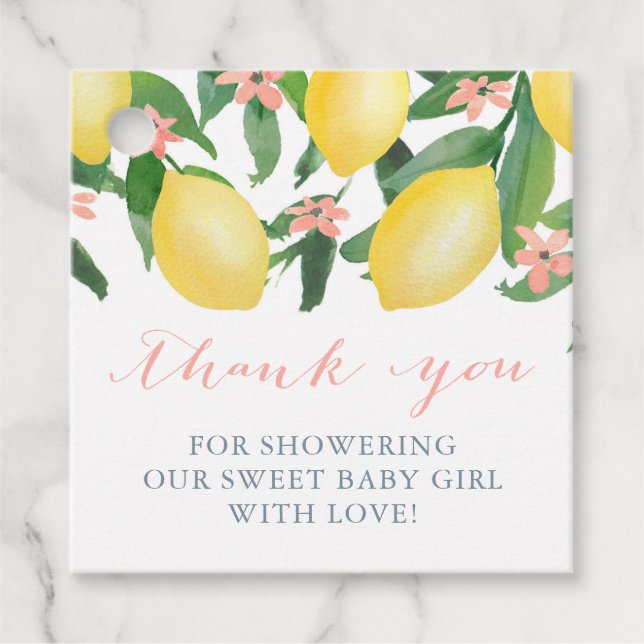 Flicka Lemons Baby Shower Tack Gåvor Etiketter (Framsida)