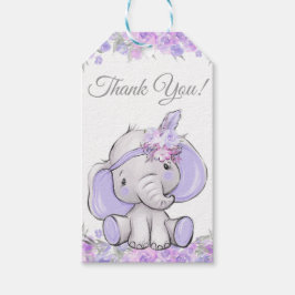 Flicka Lila Boho Elefant Baby Shower Presentetikett