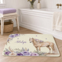 Flicka Lila Gul Ros Häst Monogram