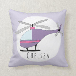Flicka Lila Helicopter Namn Kudde