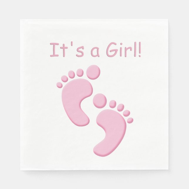 Flicka Little Feet Baby Shower Napkin Pappersservett (Framsidan)