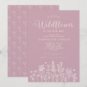 Flicka Little Wildblommes Rosa Baby Shower Inbjudningar