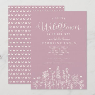 Flicka Little Wildblommes Rosa Baby Shower Inbjudningar