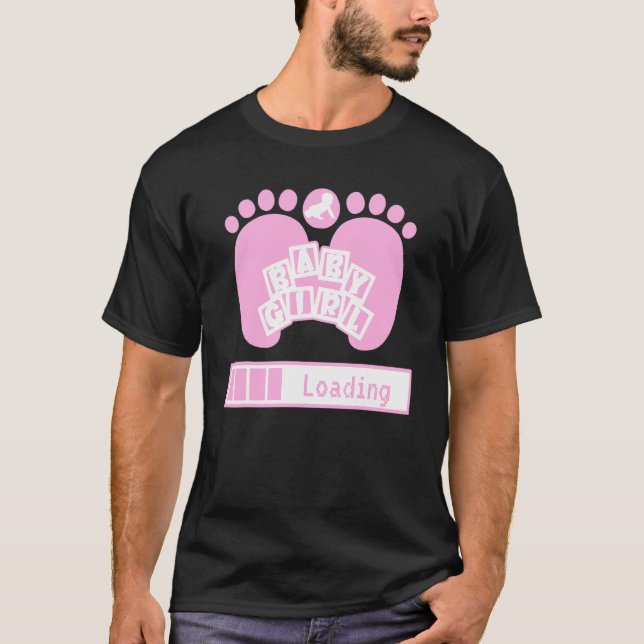 Flicka Loading Geek Gravid Gender Reveal UNI T Shirt (Framsida)