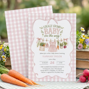 Flicka Lokalt Odlad Baby Shower Inbjudningar