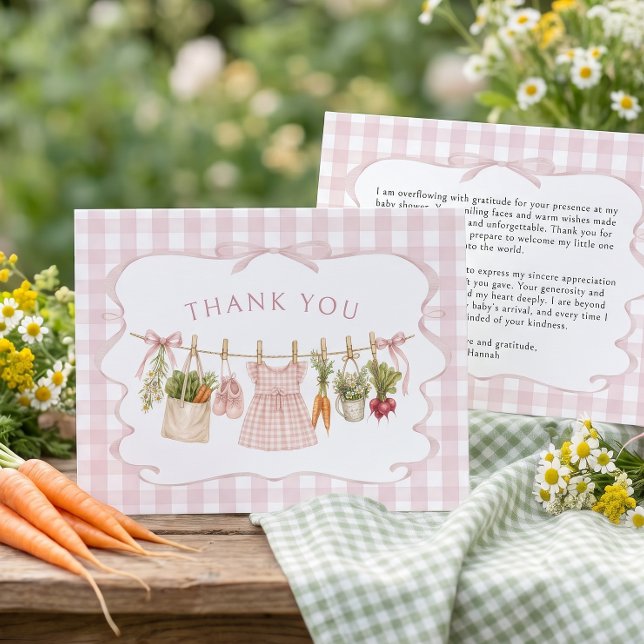 Flicka Lokalt Odlad Baby Shower Tack Kort (Skapare uppladdad)