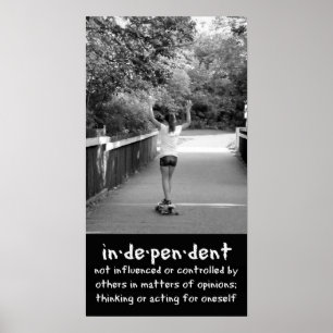 Flicka Longboard som firar självständighet Poster