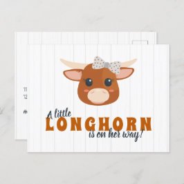 Flicka Longhorn Burnt Orange Baby Shower Inbjudan Vykort