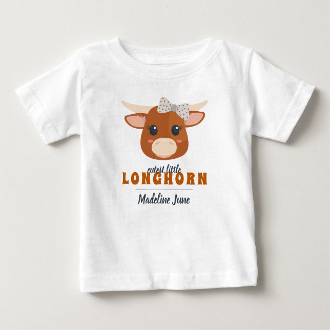 Flicka Longhorn Burnt Orange T Shirt (Framsida)