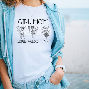 Flicka Mamma Mama Tre Vildblommor Namn T Shirt