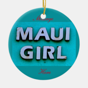 flicka maui grön anpassad julgransprydnad keramik