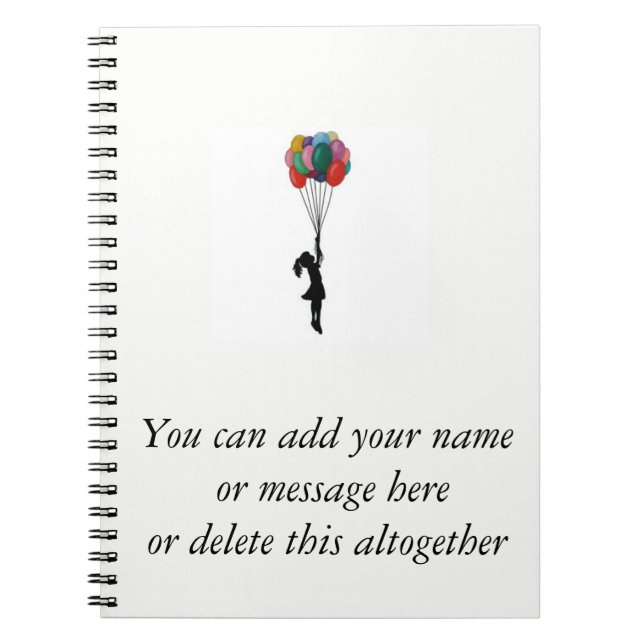 Flicka med ballonger anteckningsblock, anteckningsbok med spiral (Framsidan)