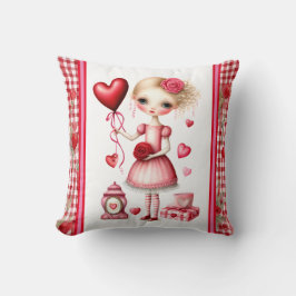 Flicka med Balloon Valentine Kudde