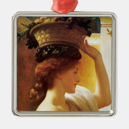 Flicka med Basket av frukt (av Frederic Leighton) Julgransprydnad Metall