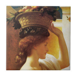 Flicka med Basket av frukt (av Frederic Leighton) Kakelplatta