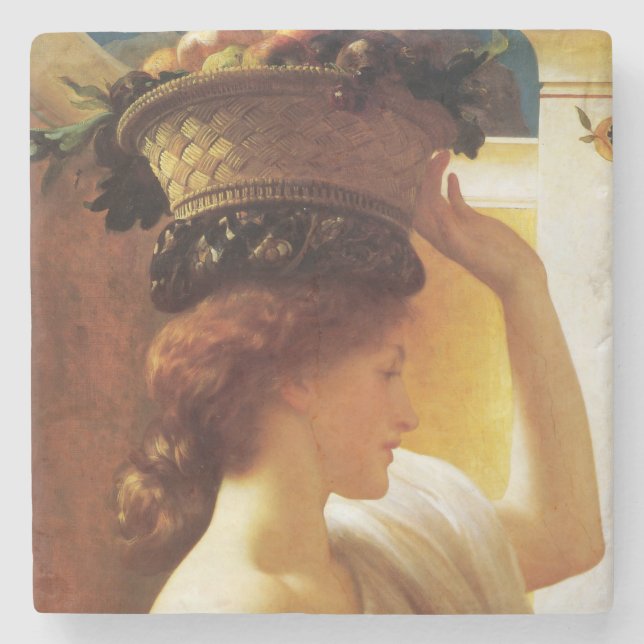 Flicka med Basket av frukt (av Frederic Leighton) Stenunderlägg (Framsidan)