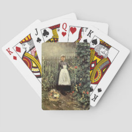 Flicka med Basket i grönsaker i en Garden Casinokort