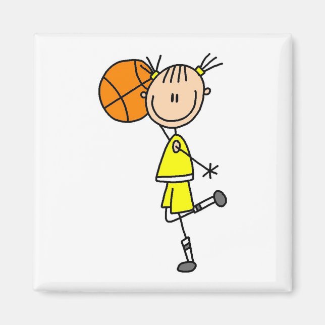 Flicka med basketbollströjor och presenter magnet (Framsidan)