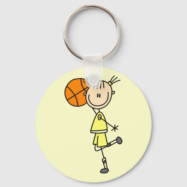 Flicka med basketbollströjor och presenter nyckelring (Framsida)