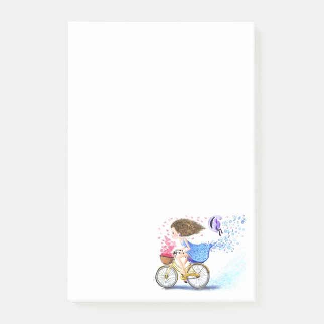 Flicka med Bike Post-it® Notes Post-it Block (Framsida)