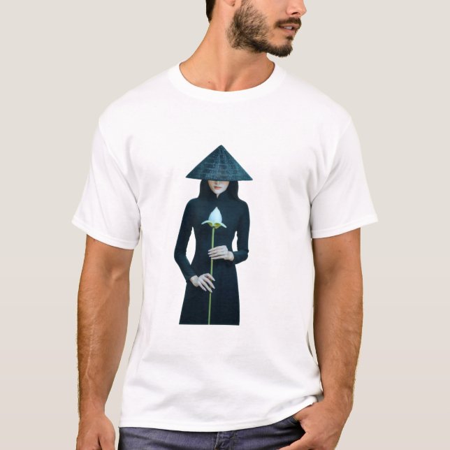 Flicka med blomma | Unik design T Shirt (Framsida)