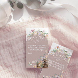 Flicka med blommigt av trädjur Baby Shower Diaper Tilläggskort